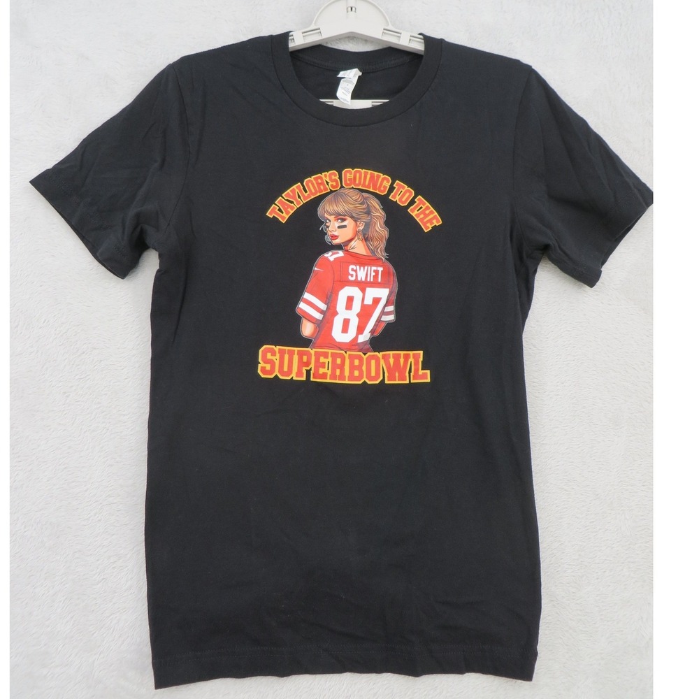 Taylor Swift 87 Super Bowl Graphic T Shirt Womens Small Black Football Tee